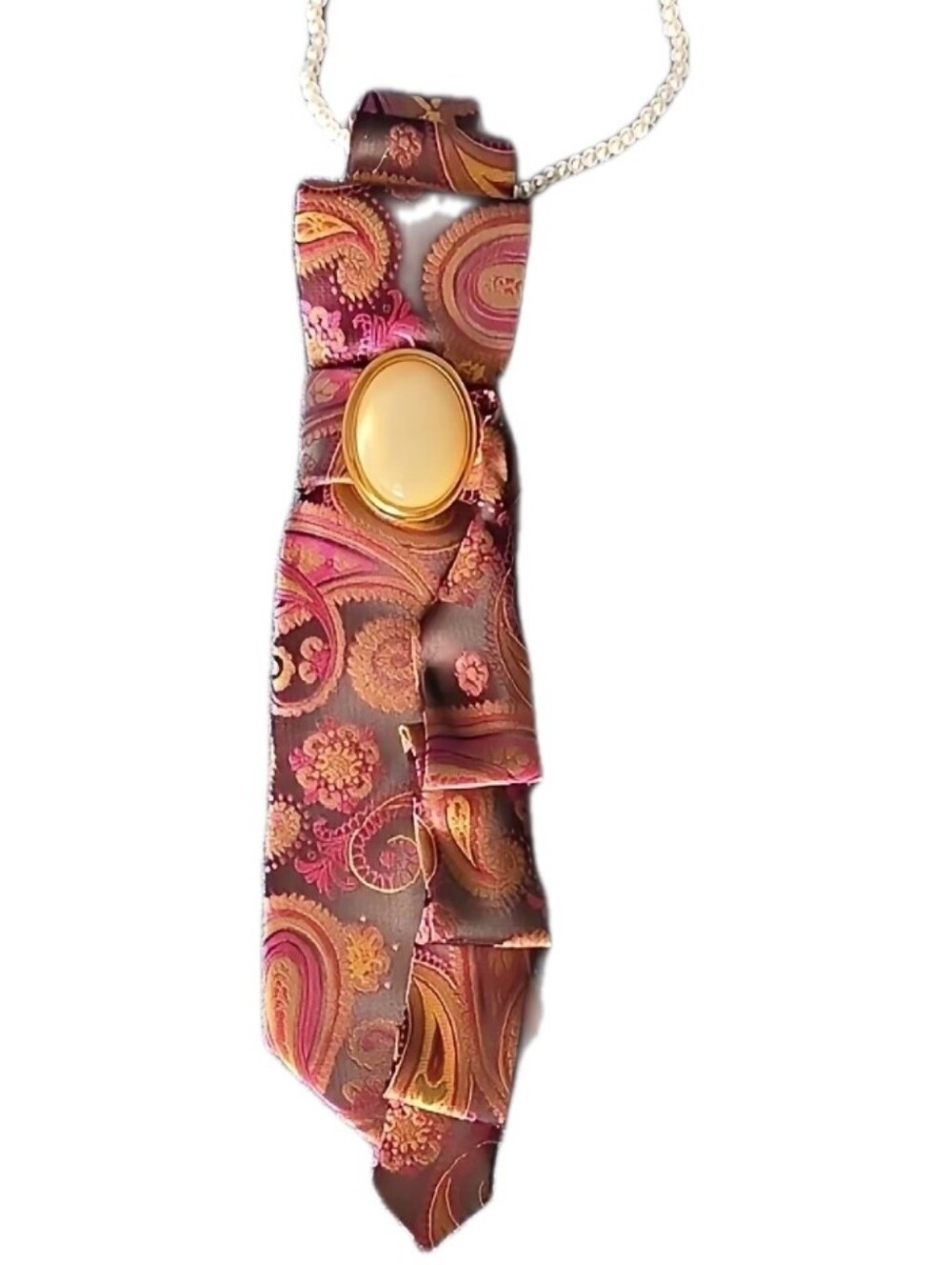 Paisley Pink Gold Cravat with Pearlescent Brooch Detail